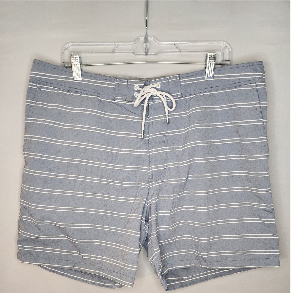 Bonobos Swim Trunks Men's XL (35) Shorts Gray Striped Flat front